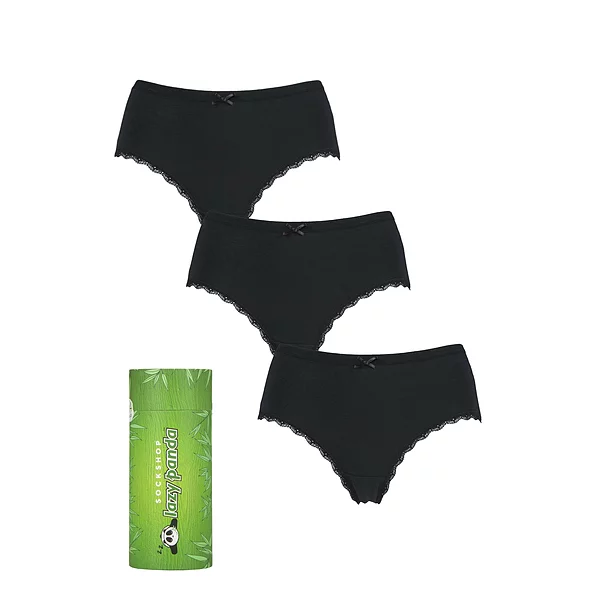 Best Seller Women's 3 Pair SOCKSHOP Lazy Panda Bamboo Low Rise Shorties Black UK 8