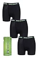 Mens 3 Pack Lazy Panda Bamboo Boxer Shorts - Black with Green