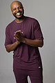 Mens 1 Pack Lazy Panda Bamboo Loungewear Selection T-Shirt - Burgundy T-Shirt