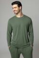 Mens 1 Pack Lazy Panda Bamboo Loungewear Selection Long Sleeved Top - Olive Green Long Sleeved Top