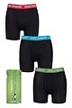Mens 3 Pack Lazy Panda Bamboo Boxer Shorts - Black / Red / Green