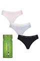 Women's 3 Pair Lazy Panda Bamboo Briefs - Black / Grey / Pink