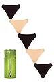 Women's 5 Pair Lazy Panda Bamboo Thongs - Black / Nude