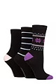 Women's 3 Pair SOCKSHOP Lazy Panda Christmas Bamboo Socks - Black Fair Isle