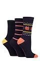 Women's 3 Pair SOCKSHOP Lazy Panda Christmas Bamboo Socks - Navy Fair Isle