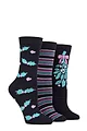 Women's 3 Pair SOCKSHOP Lazy Panda Christmas Bamboo Socks - Black Holly