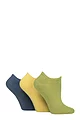 Women's 3 Pair Lazy Panda Bamboo Trainer Socks with Smooth Toe Seams - Ocean View Plain