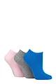 Women's 3 Pair Lazy Panda Bamboo Trainer Socks with Smooth Toe Seams - Blue Sky