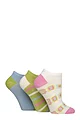 Women's 3 Pair Lazy Panda Bamboo Trainer Socks with Smooth Toe Seams - Ocean View Patterned