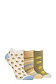 Women's 3 Pair Lazy Panda Bamboo Trainer Socks with Smooth Toe Seams - Sicilian Lemon Patterned