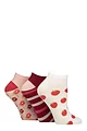Women's 3 Pair Lazy Panda Bamboo Trainer Socks with Smooth Toe Seams - Tuscan Tomato Patterned