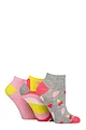 Women's 3 Pair SOCKSHOP Bamboo Trainer Socks with Smooth Toe Seams - Lime Refresher Patterned