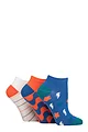Women's 3 Pair SOCKSHOP Bamboo Trainer Socks with Smooth Toe Seams - Mandarin Patterned