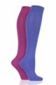Women's 2 Pair SOCKSHOP Plain and Patterned Bamboo Knee High Socks with Smooth Toe Seams - Neon Lights