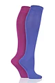 Women's 2 Pair SOCKSHOP Plain and Patterned Bamboo Knee High Socks with Smooth Toe Seams - Neon Lights