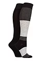 Women's 2 Pair SOCKSHOP Plain and Patterned Bamboo Knee High Socks with Smooth Toe Seams - Charcoal