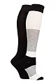 Women's 2 Pair SOCKSHOP Plain and Patterned Bamboo Knee High Socks with Smooth Toe Seams - Monochrome