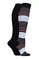 Women's 2 Pair SOCKSHOP Plain and Patterned Bamboo Knee High Socks with Smooth Toe Seams - Nautical Navy