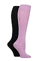 Women's 2 Pair Lazy Panda Plain and Patterned Bamboo Knee High Socks with Smooth Toe Seams - Petal