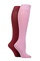 Women's 2 Pair SOCKSHOP Plain and Patterned Bamboo Knee High Socks with Smooth Toe Seams - Smokey Pink