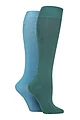 Women's 2 Pair SOCKSHOP Plain and Patterned Bamboo Knee High Socks with Smooth Toe Seams - Storm