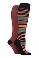 Women's 2 Pair SOCKSHOP Plain and Patterned Bamboo Knee High Socks with Smooth Toe Seams - Marmalade Stripe