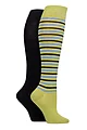 Women's 2 Pair SOCKSHOP Plain and Patterned Bamboo Knee High Socks with Smooth Toe Seams - Spanish Moss Stripe