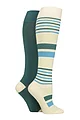 Women's 2 Pair SOCKSHOP Plain and Patterned Bamboo Knee High Socks with Smooth Toe Seams - Storm Stripe