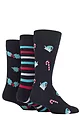 Mens 3 Pair SOCKSHOP Lazy Panda Christmas Bamboo Socks - Candy Cane/Stripe/Holly