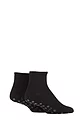 Mens and Women's 2 Pair Lazy Panda Bamboo Cushioned Slipper Socks - Black