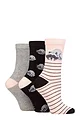 Women's 3 Pair SOCKSHOP Lazy Panda Novelty Bamboo Socks - Racoon