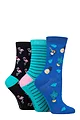 Women's 3 Pair SOCKSHOP Lazy Panda Novelty Bamboo Socks - Tropical
