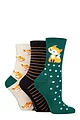Women's 3 Pair SOCKSHOP Lazy Panda Novelty Bamboo Socks - Fox