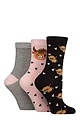 Women's 3 Pair Lazy Panda Novelty Bamboo Socks - Highland Cow
