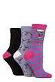 Women's 3 Pair Lazy Panda Novelty Bamboo Socks - Espresso Yourself