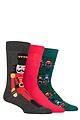 Mens 3 Pair SOCKSHOP Lazy Panda Christmas Bamboo Socks - Nutcracker