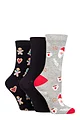 Women's 3 Pair SOCKSHOP Lazy Panda Christmas Bamboo Socks - Santa and Cookies