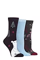 Women's 3 Pair SOCKSHOP Lazy Panda Christmas Bamboo Socks - Polar Bears