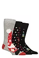Mens 3 Pair SOCKSHOP Lazy Panda Christmas Bamboo Socks - Christmas Gnomes