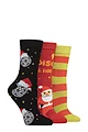 Women's 3 Pair SOCKSHOP Lazy Panda Christmas Bamboo Socks - Disco All The Way