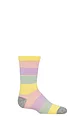 Boys and Girls 1 Pair Lazy Panda Plain and Striped Bamboo Socks with Comfort Cuff and Smooth Toe Seams - Muted Rainbow Stripes