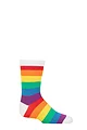 Boys and Girls 1 Pair Lazy Panda Plain and Striped Bamboo Socks with Comfort Cuff and Smooth Toe Seams - Rainbow Stripes