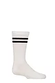 Boys and Girls 1 Pair Lazy Panda Plain and Striped Bamboo Socks with Comfort Cuff and Smooth Toe Seams - Sports Stripe White