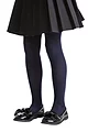 Girls 1 Pair Lazy Panda Plain Bamboo Tights with Smooth Toe Seams - Navy