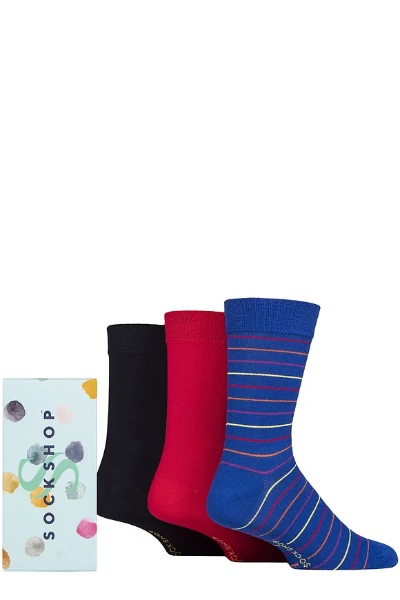 Mens 3 Pair SockShop Bamboo Bright Gift Boxed Socks