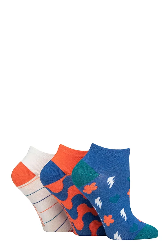 Women's 3 Pair Lazy Panda Bamboo Trainer Socks with Smooth Toe Seams