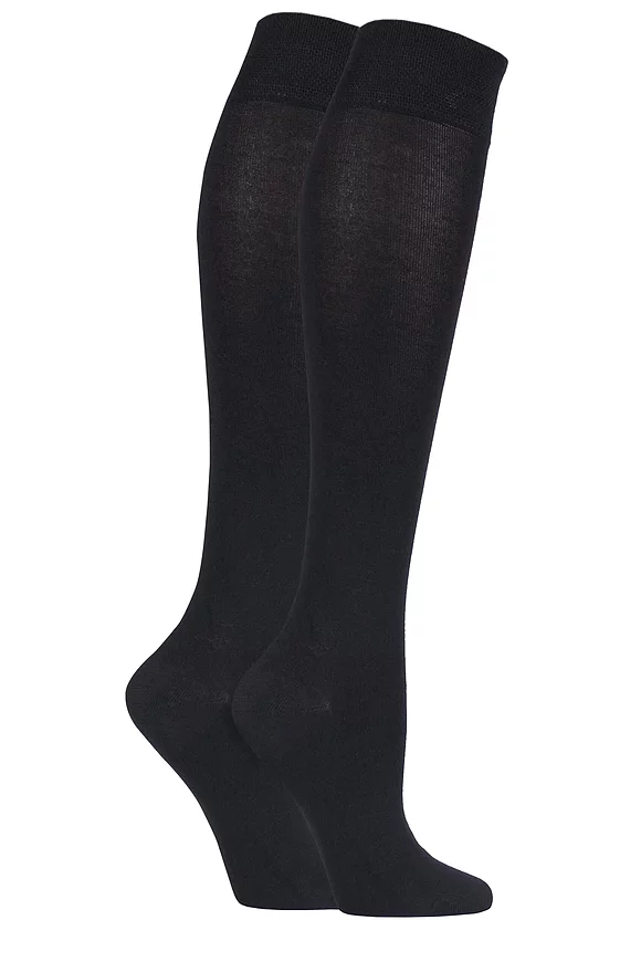 Ladies 2 Pair Sockshop Plain and Patterned Bamboo Knee High Socks with Smooth Toe Seams