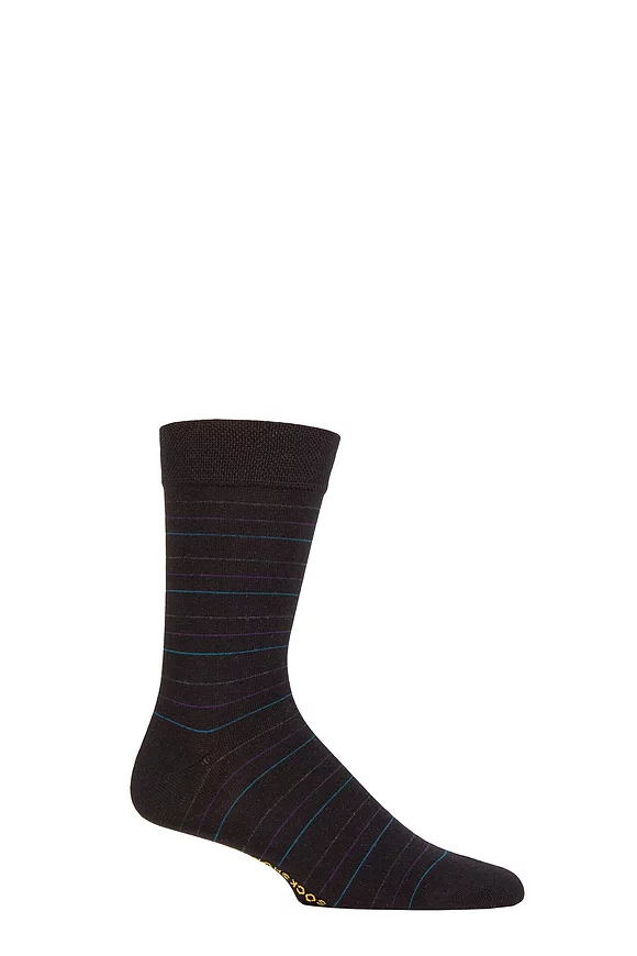 SockShop 1 Pair Striped Colour Burst Bamboo Socks with Smooth Toe Seams